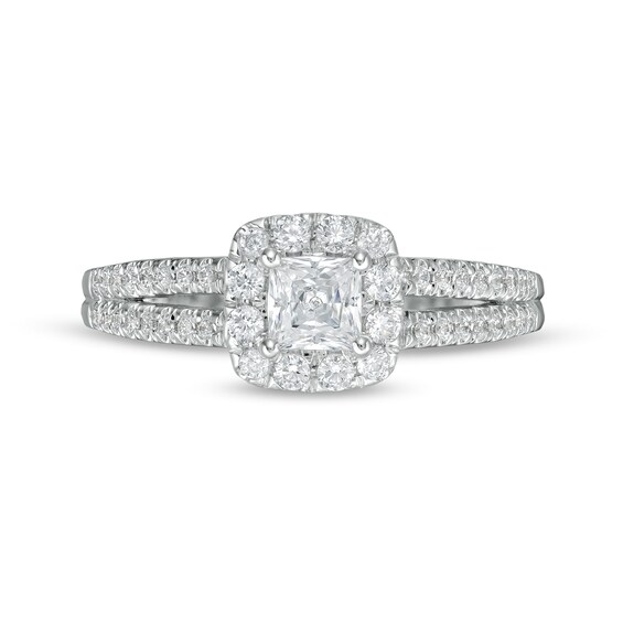 Peoples Private Collection 1.00 CT. T.W. Certified Princess-Cut Diamond Frame Engagement Ring in 14K White Gold (F/I1)