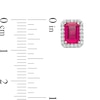Thumbnail Image 3 of Emerald-Cut Lab-Created Ruby and White Sapphire Octagonal Frame Stud Earrings in Sterling Silver