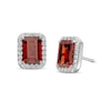 Thumbnail Image 1 of Emerald-Cut Simulated Garnet and Lab-Created White Sapphire Octagonal Frame Stud Earrings in Sterling Silver