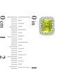 Thumbnail Image 3 of Emerald-Cut Simulated Peridot and Lab-Created White Sapphire Octagonal Frame Stud Earrings in Sterling Silver
