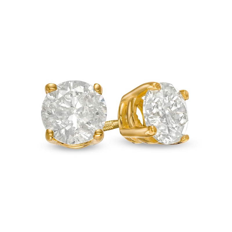 Main Image 1 of 0.95 CT. T.W. Diamond Solitaire Stud Earrings in 10K Gold (I/I3)