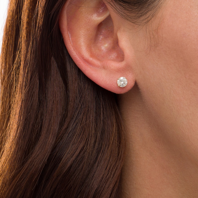 Main Image 2 of 0.95 CT. T.W. Diamond Solitaire Stud Earrings in 10K Gold (I/I3)