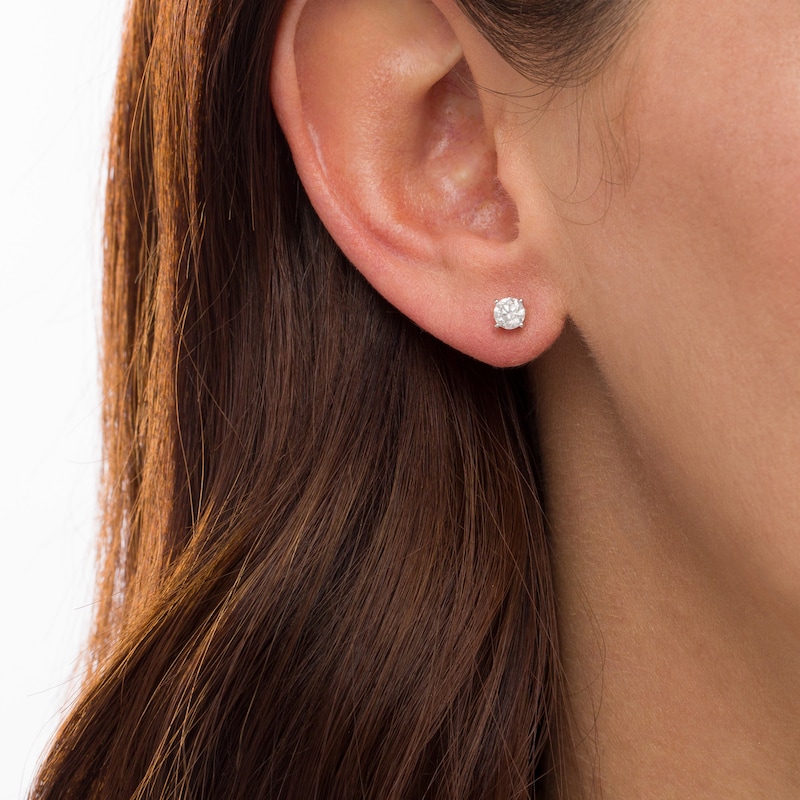 Main Image 2 of 0.60 CT. T.W. Diamond Solitaire Stud Earrings in 10K White Gold (I/I3)