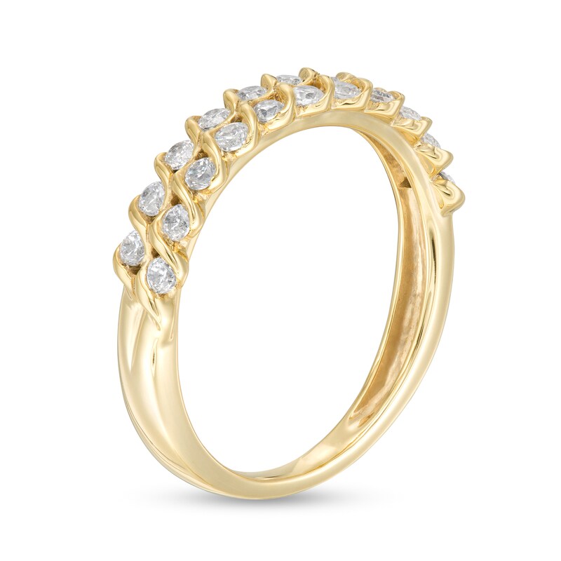 Main Image 3 of 0.50 CT. T.W. Diamond Swirl Double Row Anniversary Band in 10K Gold