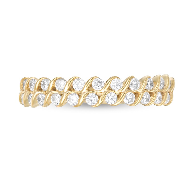 Main Image 4 of 0.50 CT. T.W. Diamond Swirl Double Row Anniversary Band in 10K Gold