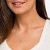 Thumbnail Image 2 of Emerald-Cut Simulated Peridot and Lab-Created White Sapphire Octagonal Frame Drop Pendant in Sterling Silver