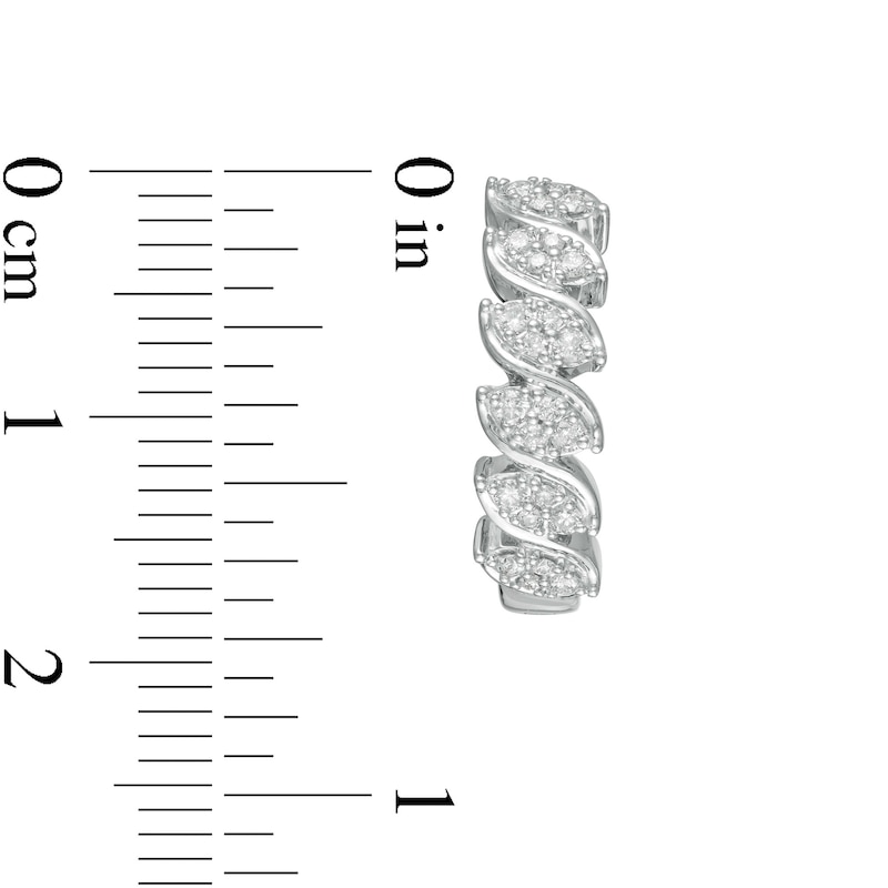 Main Image 3 of 0.33 CT. T.W. Composite Marquise Diamond Cascading Hoop Earrings in 10K White Gold