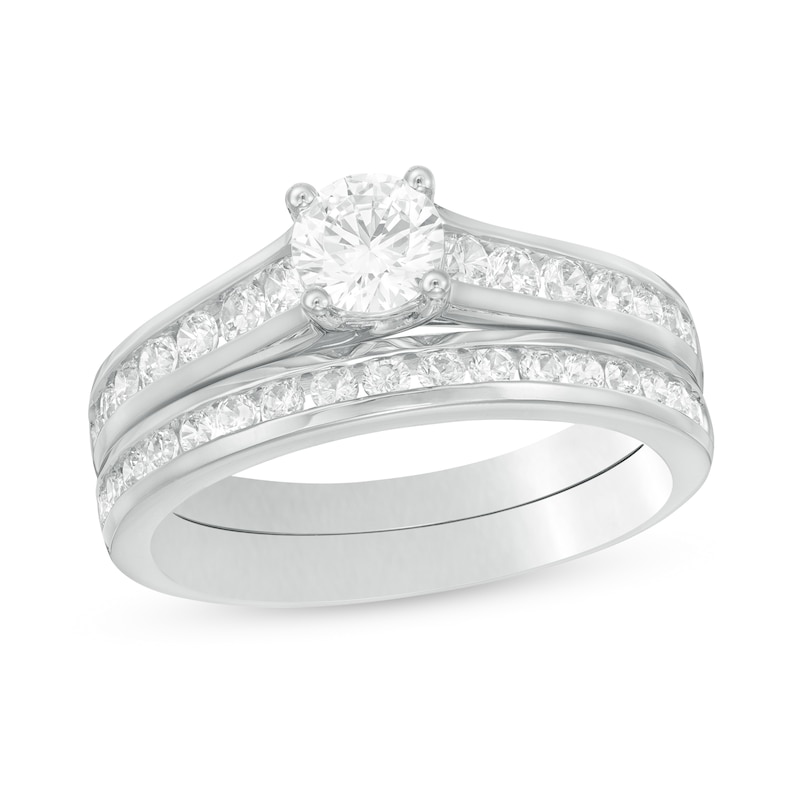 Main Image 1 of 1.25 CT. T.W. Certified Lab-Grown Diamond Bridal Set in 14K White Gold (F/SI2)