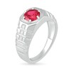 Thumbnail Image 3 of Men's 7.0mm Lab-Created Ruby and 0.04 CT. T.W. Diamond Octagonal-Top Ribbed Shank Ring in Sterling Silver