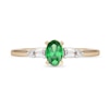 Thumbnail Image 2 of Oval Emerald and 0.10 CT. T.W. Baguette and Round Diamond Side Accent Ring in 10K Gold