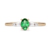 Thumbnail Image 3 of Oval Emerald and 0.10 CT. T.W. Baguette and Round Diamond Side Accent Ring in 10K Gold