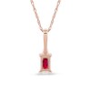 Emerald-Cut Ruby and Diamond Accent Drop Pendant in 10K Rose Gold