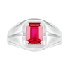 Thumbnail Image 2 of Men's Emerald-Cut Lab-Created Ruby Rectangular Frame Split Shank Ring in Sterling Silver