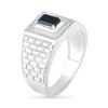 Thumbnail Image 3 of Men's Emerald-Cut Black Lab-Created Spinel and 0.066 CT. T.W. Diamond Frame Brick Pattern Ring in Sterling Silver