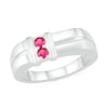 Thumbnail Image 1 of Men's 3.0mm Lab-Created Ruby Duo Collar Double Row Ring in Sterling Silver