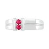 Thumbnail Image 2 of Men's 3.0mm Lab-Created Ruby Duo Collar Double Row Ring in Sterling Silver