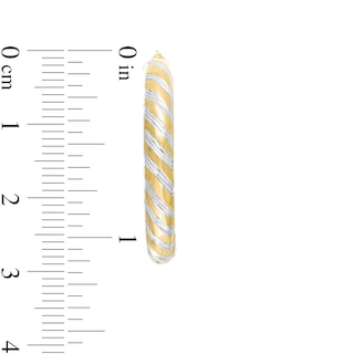 30.0mm Diamond-Cut Slant Striped Tube Hoop Earrings in 10K Gold