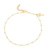 Diamond-Cut Bead Station with Cross Charm Anklet in 10K Gold - 10"