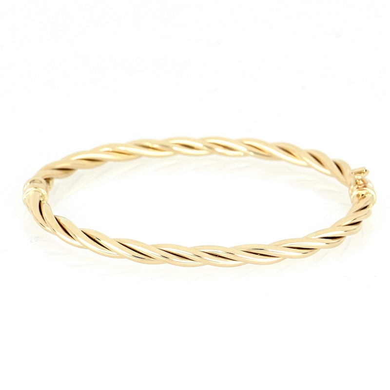 Italian Gold 4.4mm Twisted Tube Bangle in 14K Gold|Peoples Jewellers