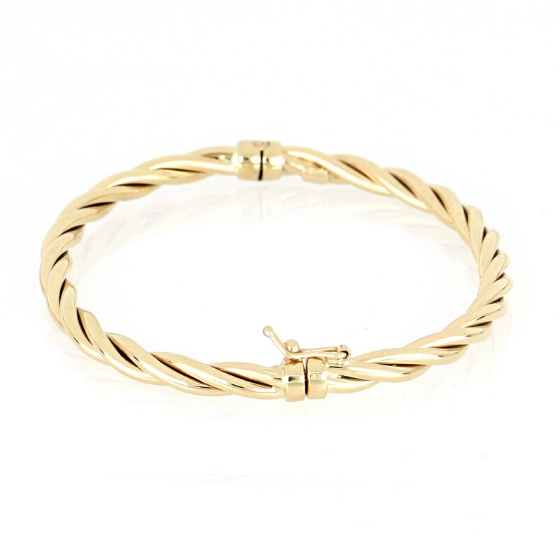 Italian Gold 4.4mm Twisted Tube Bangle in 14K Gold|Peoples Jewellers