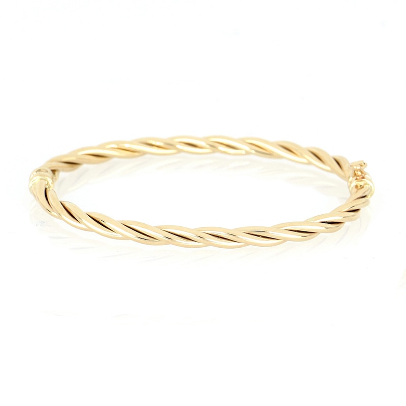 Italian Gold 4.4mm Twisted Tube Bangle in 14K Gold|Peoples Jewellers