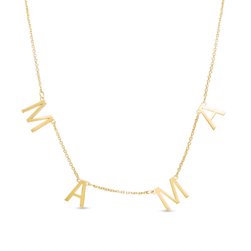Main Image 1 of "MAMA" Station Necklace in 10K Gold