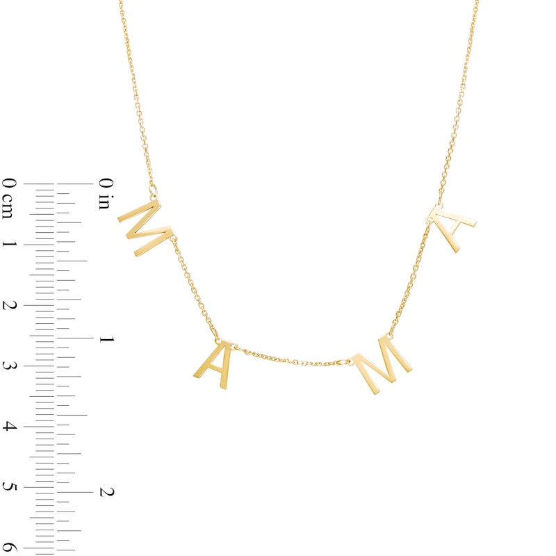 Main Image 4 of "MAMA" Station Necklace in 10K Gold
