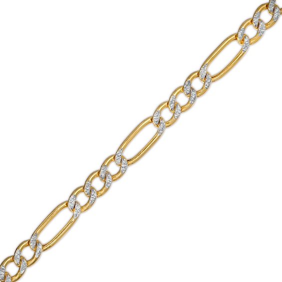 4.8mm Diamond-Cut Hollow Figaro Chain Bracelet in 14K Two-Tone Gold -