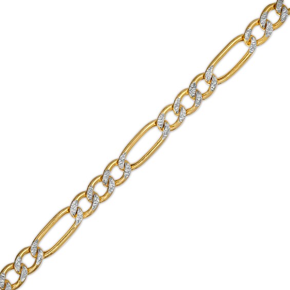 4.8mm Diamond-Cut Figaro Chain Bracelet in Hollow 14K Two-Tone Gold - 7.25"