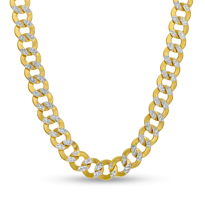 4.7mm Diamond-Cut Curb Chain Necklace in Hollow 14K Two-Tone Gold - 18"|Peoples Jewellers