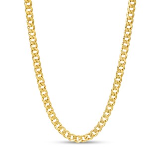 Men's 5.6mm Diamond-Cut Cuban Curb Chain Necklace in Hollow 14K Gold - 22"