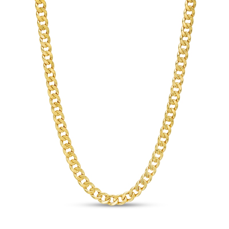 Men's 5.6mm Diamond-Cut Cuban Curb Chain Necklace in Hollow 14K Gold - 22"