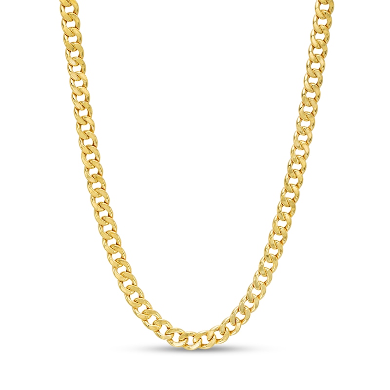 Main Image 1 of Men's 5.6mm Diamond-Cut Cuban Curb Chain Necklace in Hollow 14K Gold - 22"