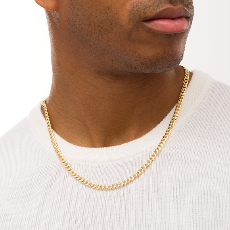 Men's 5.6mm Diamond-Cut Cuban Curb Chain Necklace in Hollow 14K Gold - 22"|Peoples Jewellers