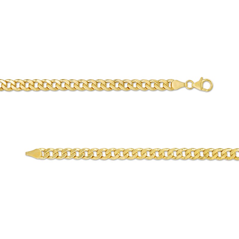 Main Image 3 of Men's 5.6mm Diamond-Cut Cuban Curb Chain Necklace in Hollow 14K Gold - 22"