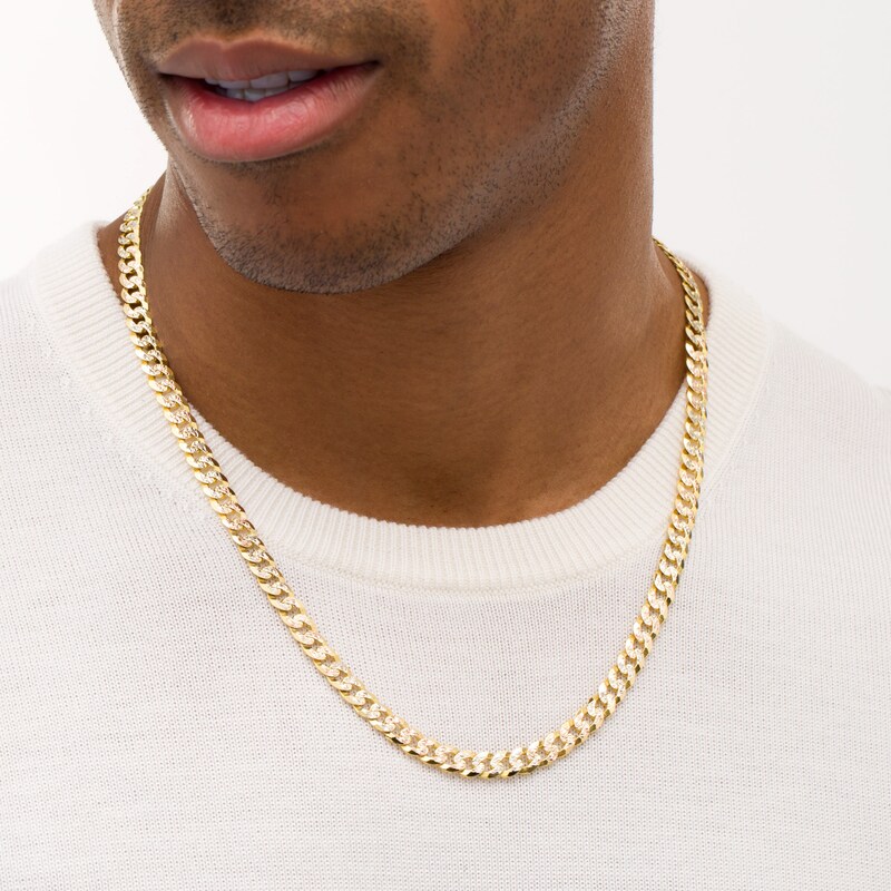 Main Image 2 of Men's 7.0mm Diamond-Cut Curb Chain Necklace in Solid 14K Tri-Tone Gold - 22&quot;