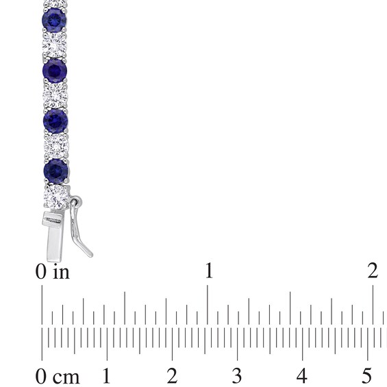 4.0mm Lab-Created Blue and White Sapphire Alternating Tennis Necklace in Sterling Silver - 17"