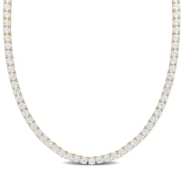 4.0mm Lab-Created White Sapphire Tennis Necklace in Sterling Silver with Yellow Rhodium - 17&quot;