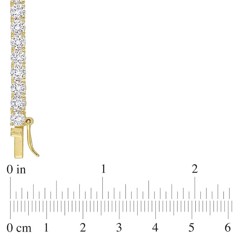 Main Image 4 of 4.0mm Lab-Created White Sapphire Tennis Necklace in Sterling Silver with Yellow Rhodium - 17"