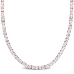 4.0mm Lab-Created White Sapphire Tennis Necklace in Sterling Silver with Rose Rhodium - 17"