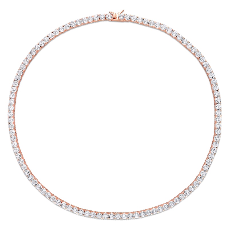 Main Image 3 of 4.0mm Lab-Created White Sapphire Tennis Necklace in Sterling Silver with Rose Rhodium - 17"