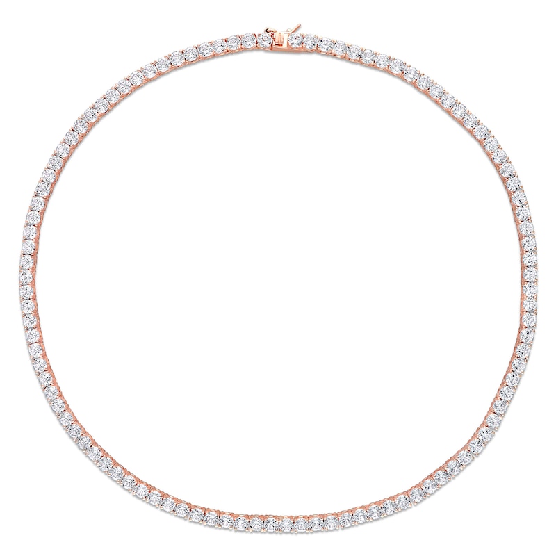 4.0mm Lab-Created White Sapphire Tennis Necklace in Sterling Silver with Rose Rhodium - 17"