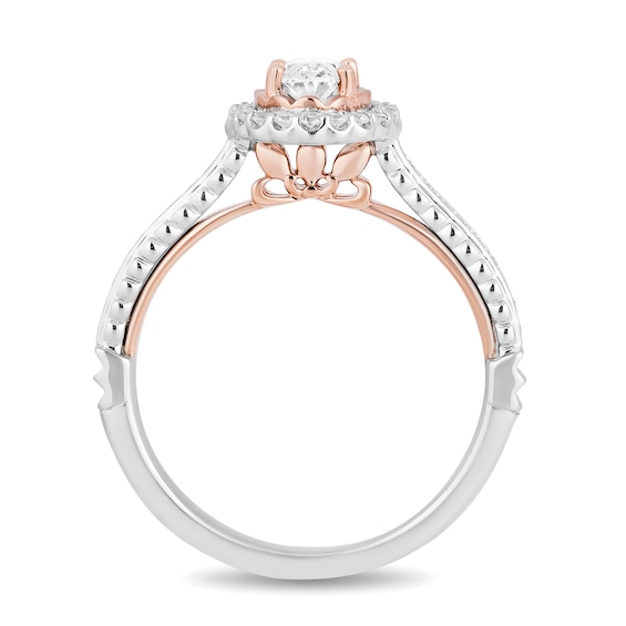 Enchanted Disney Rapunzel 0.69 CT. T.W. Oval Diamond Frame Engagement Ring in 14K Two-Tone Gold