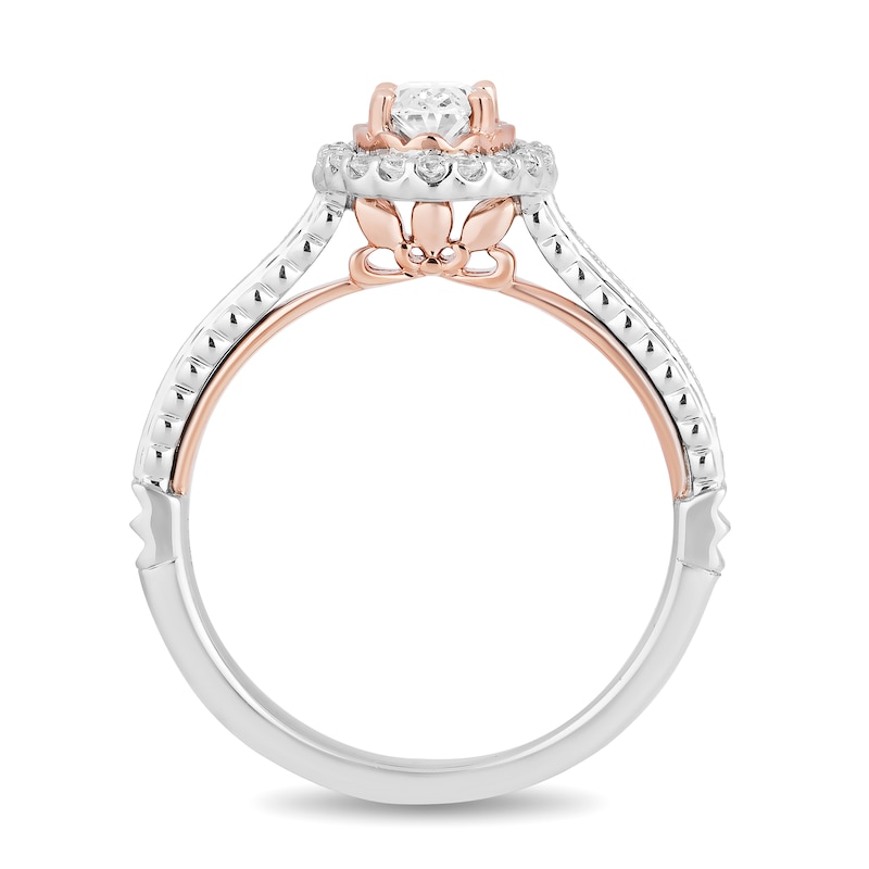 Main Image 3 of Enchanted Disney Rapunzel 0.69 CT. T.W. Oval Diamond Frame Engagement Ring in 14K Two-Tone Gold