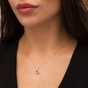 Thumbnail Image 2 of Oval Ruby and 0.15 CT. T.W. Diamond Frame Twist Drop Pendant in 10K Gold