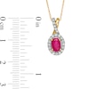 Thumbnail Image 3 of Oval Ruby and 0.15 CT. T.W. Diamond Frame Twist Drop Pendant in 10K Gold