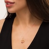Thumbnail Image 2 of 4.0mm Heart-Shaped Lab-Created Ruby and Diamond Accent "MOM" Heart Pendant in 10K Gold