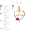Thumbnail Image 3 of 4.0mm Heart-Shaped Lab-Created Ruby and Diamond Accent "MOM" Heart Pendant in 10K Gold