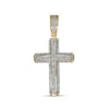 Thumbnail Image 0 of Men's 0.24 CT. T.W. Diamond Layered Stepped Edge Cross Necklace Charm in 10K Gold