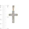 Men's 0.24 CT. T.W. Diamond Layered Stepped Edge Cross Necklace Charm in 10K Gold
